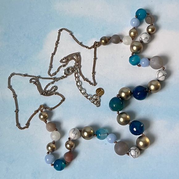 VINTAGE TALBOTS Necklace Mixed Beads and Double Chain 32"-35" - Picture 1 of 9